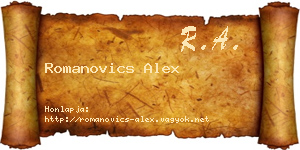 Romanovics Alex névjegykártya